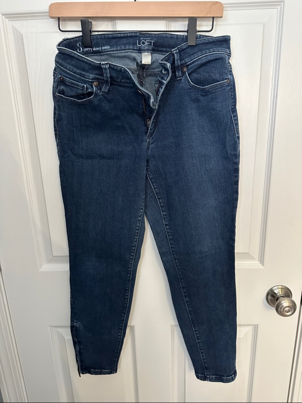 LOFT Dark Blue Curvy Skinny Ankle Jeans